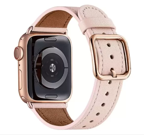 Q125 Pulsera de cuero accesorio para apple watch 38mm 40mm correa reloj, arena rosa