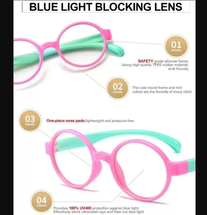 Q85 Lentes de niña filtro azul gafas protección uv400 de pantallas , rosado