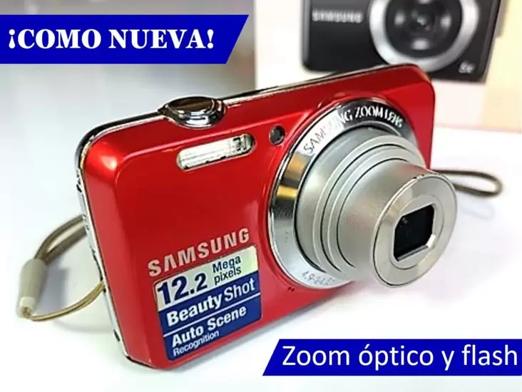 Q390 Ganga!! linda cámara digital roja, marca samsung, compacta, nítida